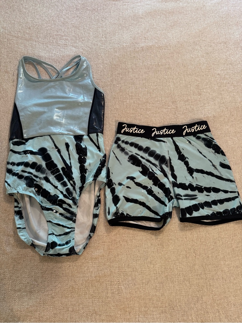 Justice NWOT Dance Gymnastics Leotard and Shorts XL